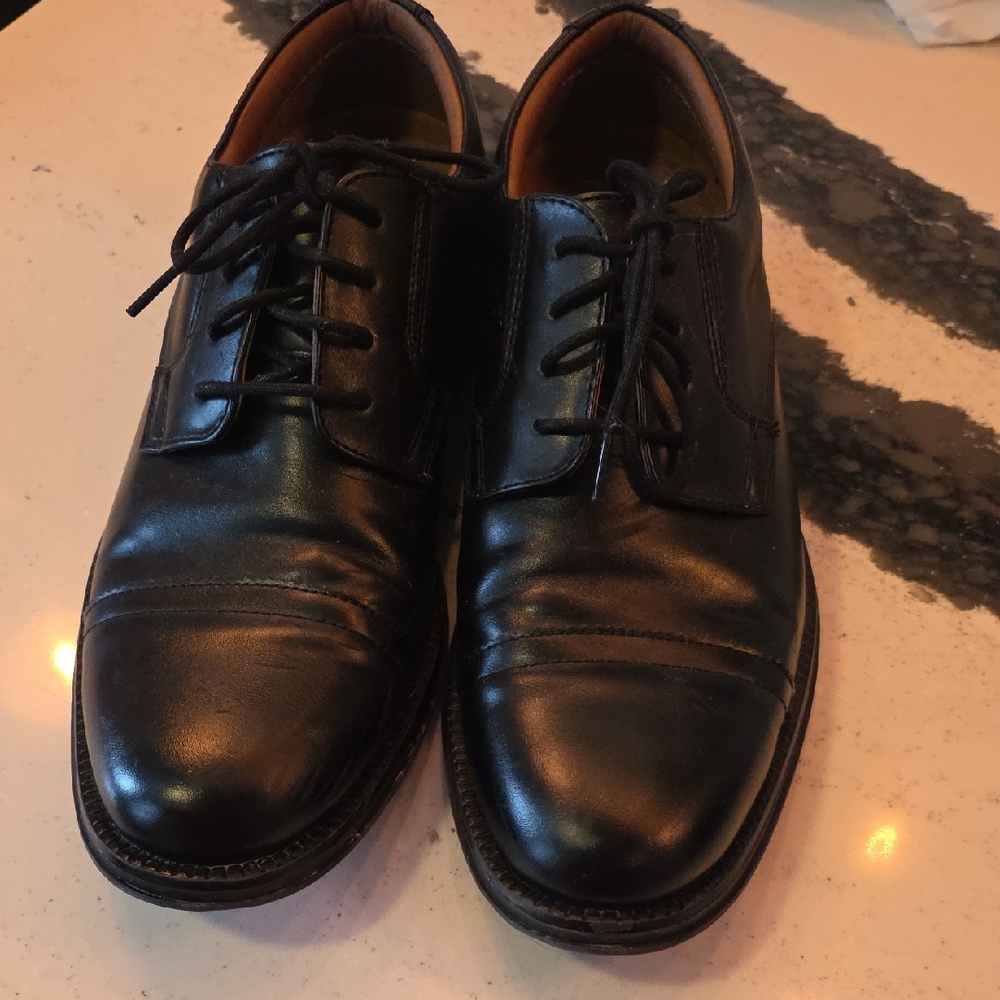 George Black Leather Cap-Toe Oxford Dress Shoes